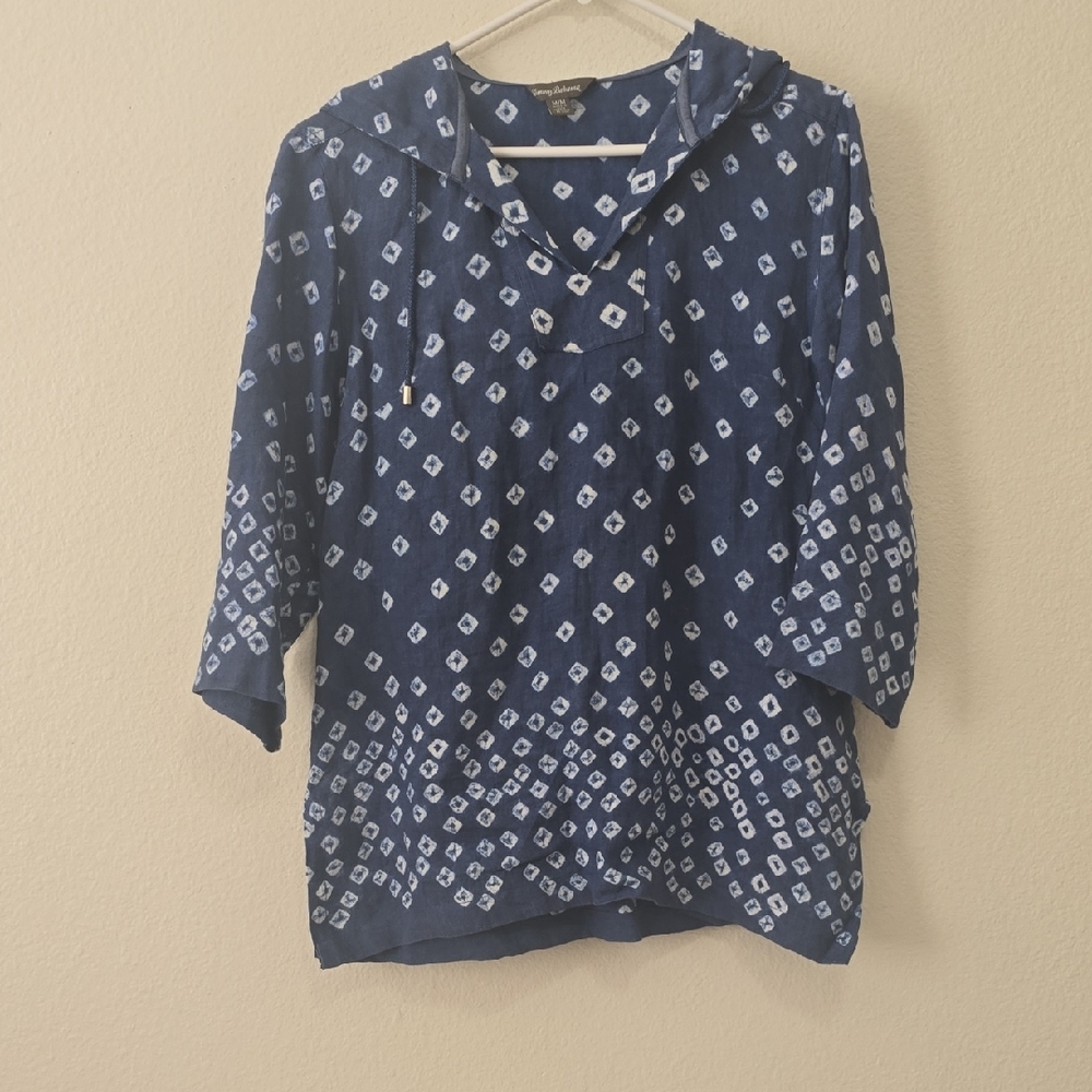 Tommy‎ Bahama Blue and White. Linen Diamond Hoodie M